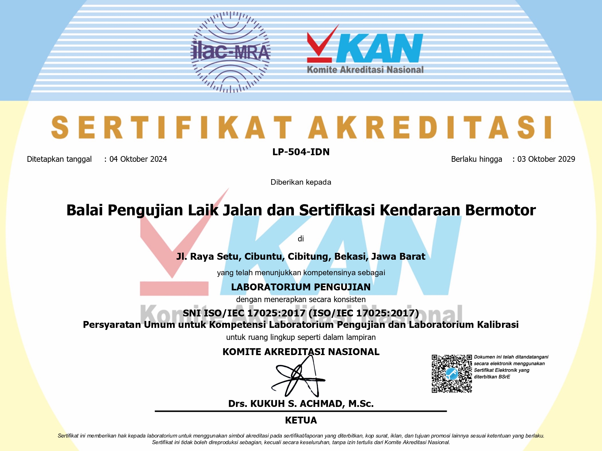 SERTIFIKAT AKREDITASI - ISO/IEC 17025:2017